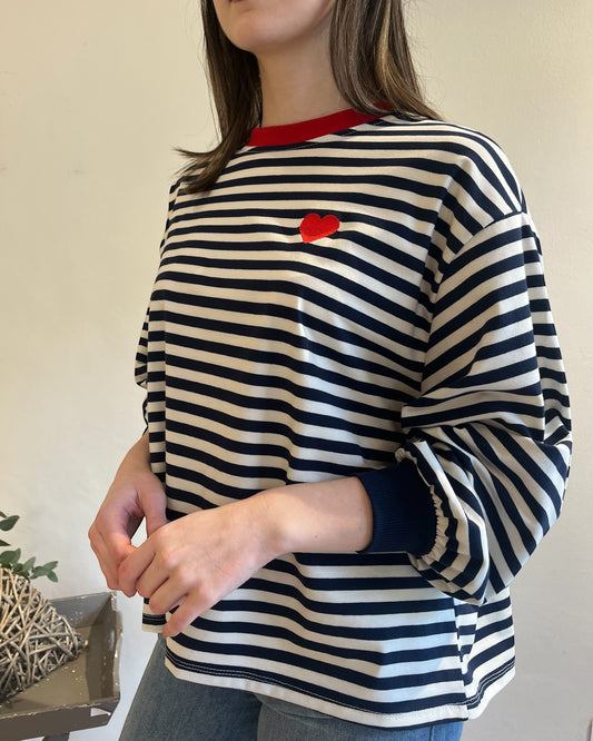 Maglia righe cuore rosso art. 13492 CHEAP&CHIC