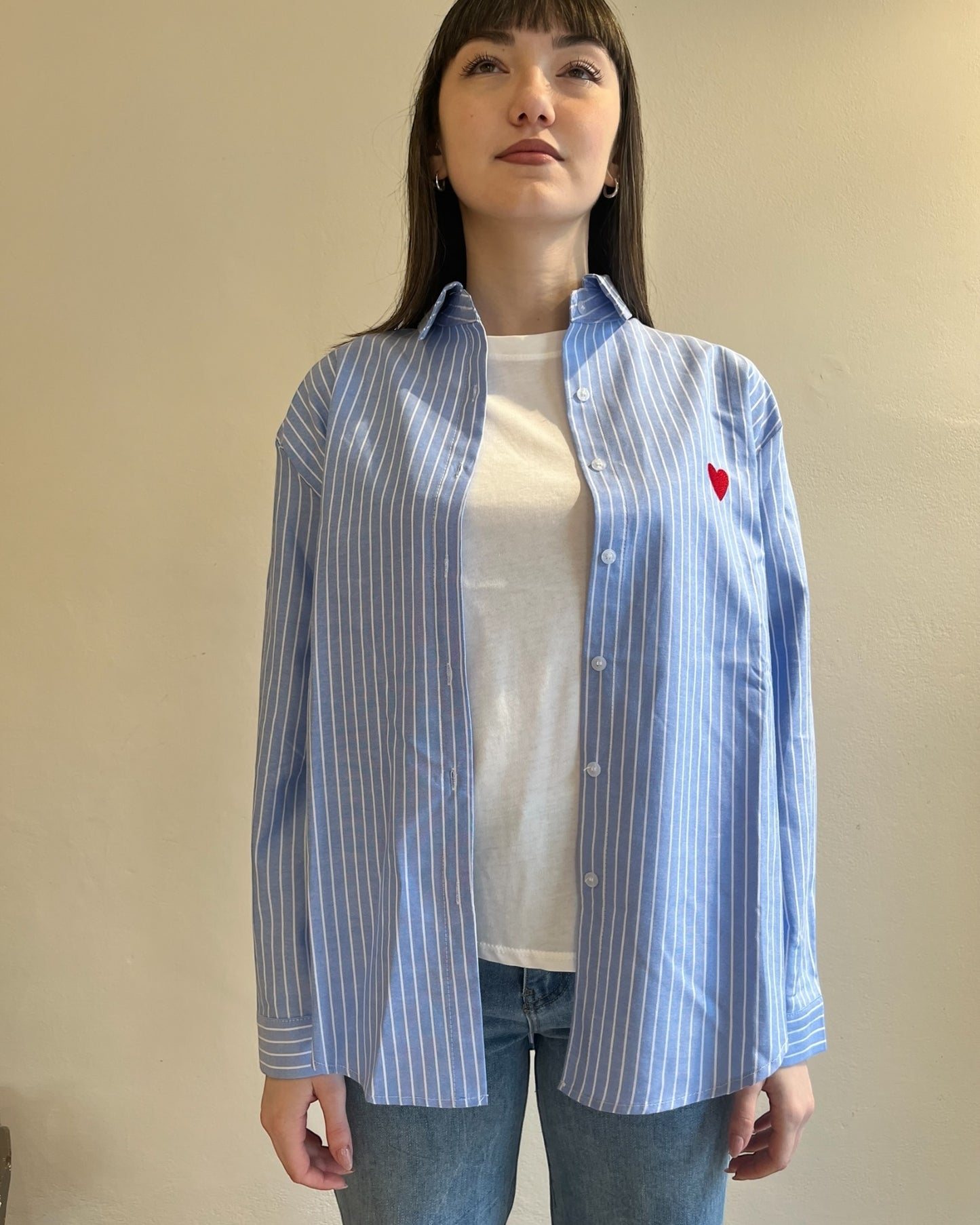 Camicia righe cuore rosso art. AI2463 CHEAP&CHIC