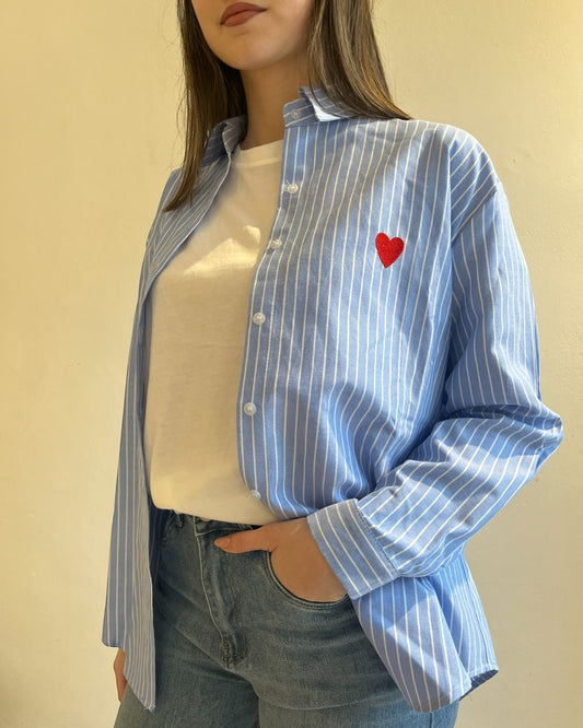 Camicia righe cuore rosso art. AI2463 CHEAP&CHIC
