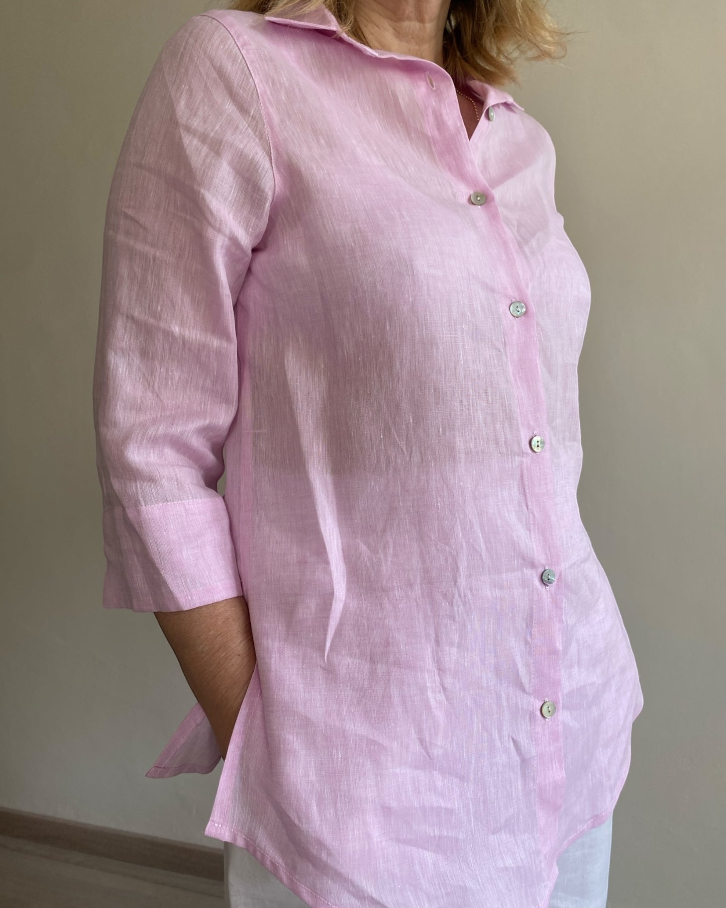 Camicia in lino manica 3/4 art. Giulia CENTO LINO