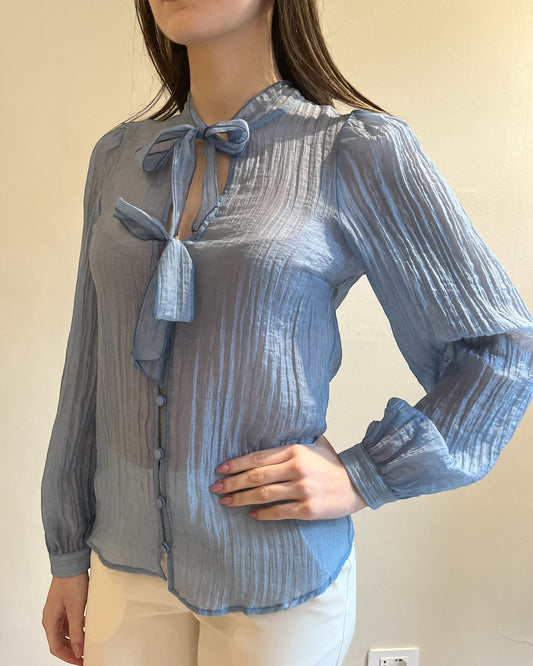 Camicia stropicciata con fiocchi davanti art. S22XBF LARGO Sandro FERRONE