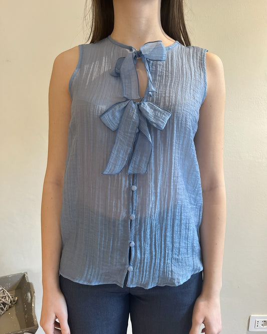 Camicia smanicata con fiocchi davanti art. S22XBF LEJANO Sandro FERRONE