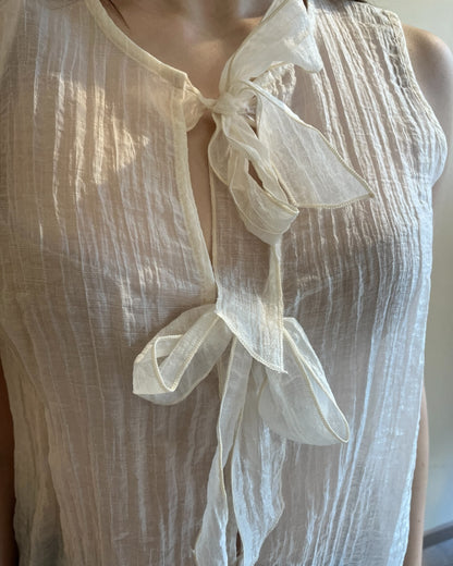 Camicia smanicata con fiocchi davanti art. S22XBF LEJANO Sandro FERRONE