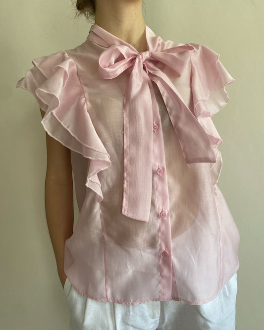 Camicia con fiocco e volant art. TD2310 VICOLO