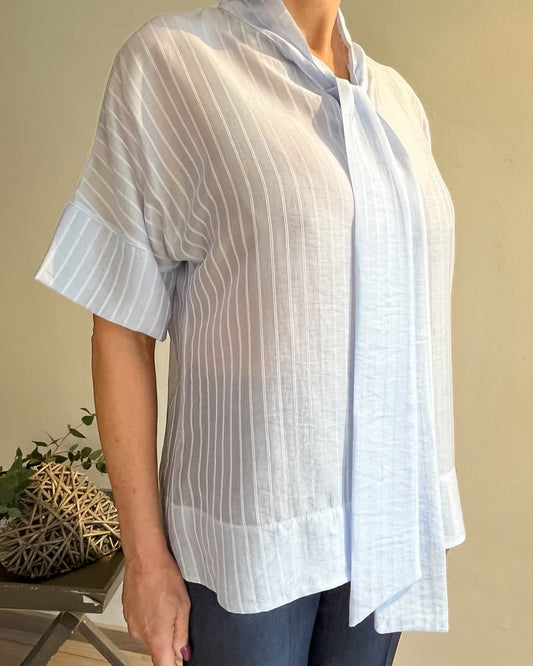 Blusa in voile gessato con fiocco art. L14XBF BIDONE Lola by Sandro FERRONE