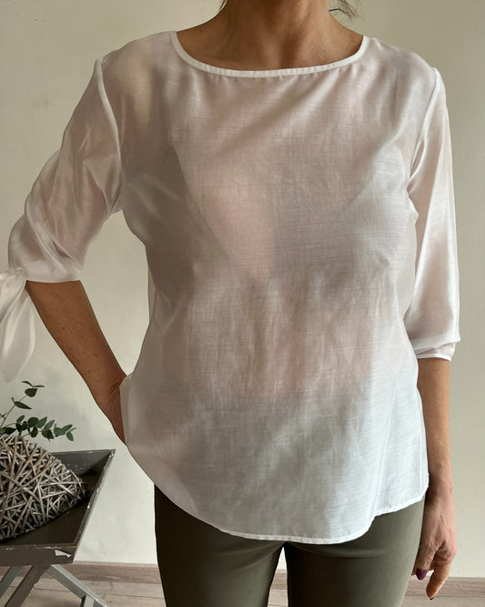 Blusa in voile con fiocchi su polsi art. L22XBF LUCKY Lola by Sandro FERRONE
