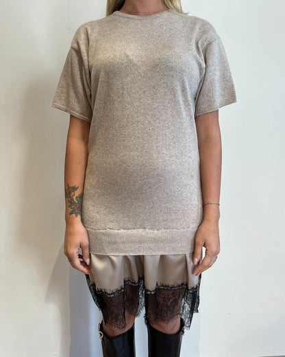 Maglia lunga con raso e pizzo art. 22195F VICOLO