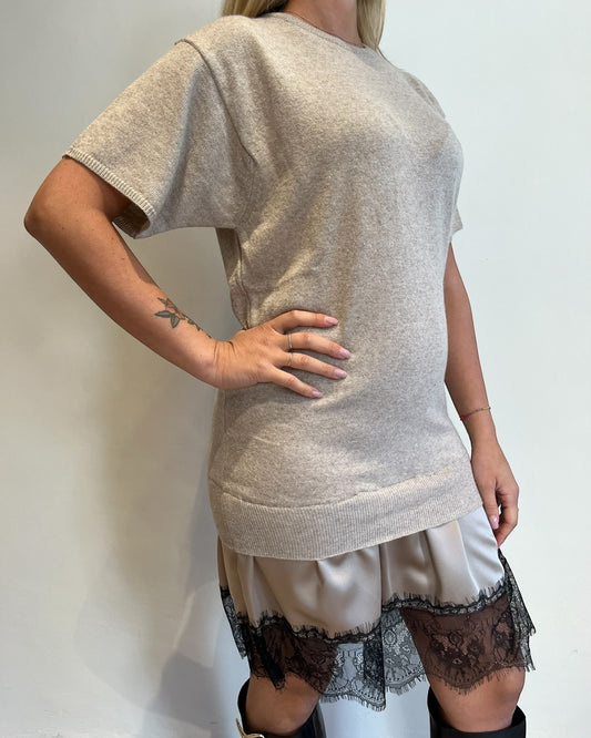 Maglia lunga con raso e pizzo art. 22195F VICOLO