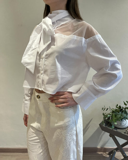 Camicia crop con fiocco art TAB0818 VICOLO