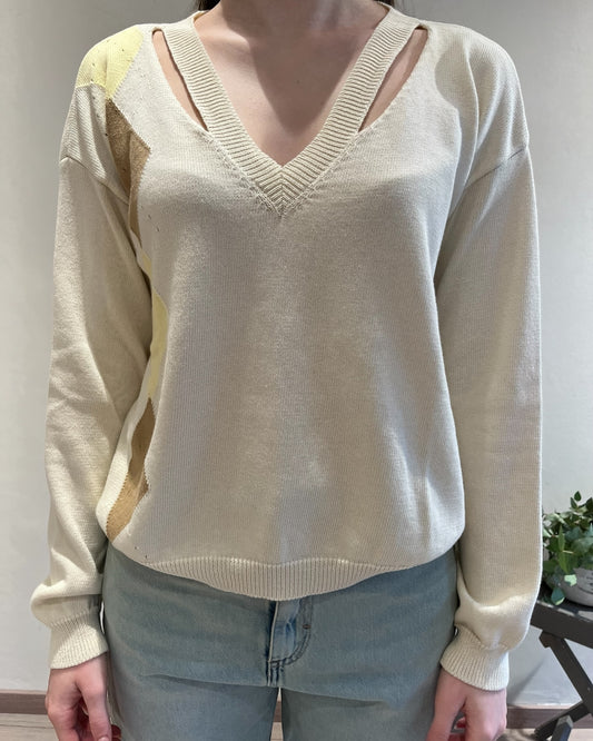 Maglia rombi scollo V art. 2AB2117 VICOLO
