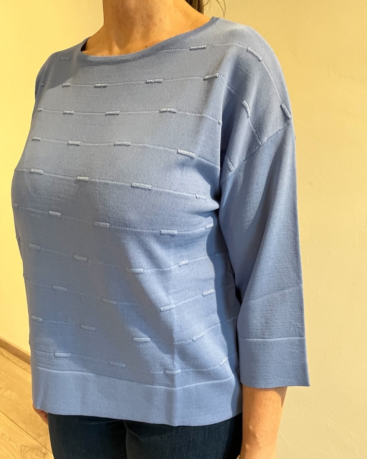 Maglia girocollo manica 3/4 con dettagli lurex art. 53203 STREGATA