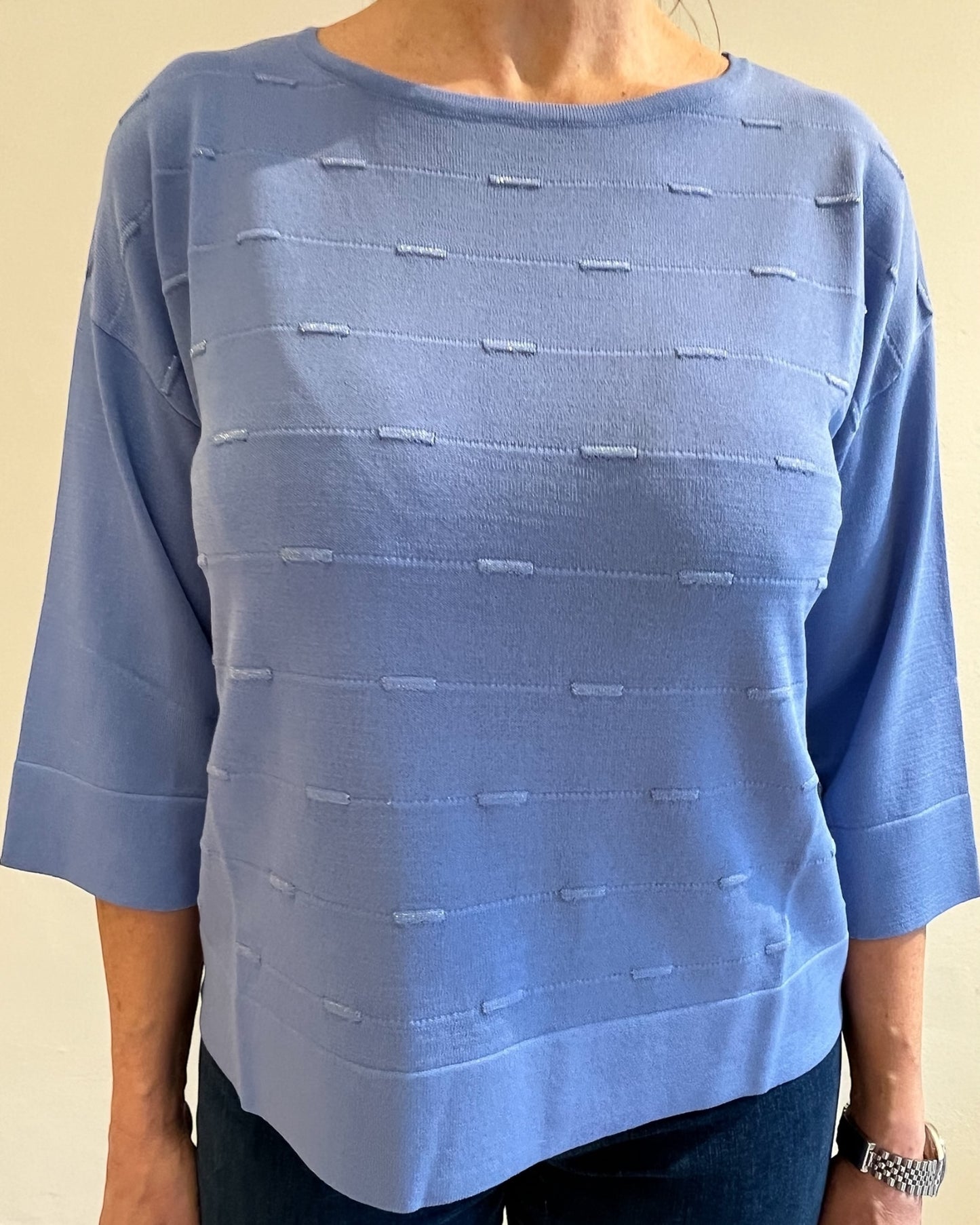Maglia girocollo manica 3/4 con dettagli lurex art. 53203 STREGATA