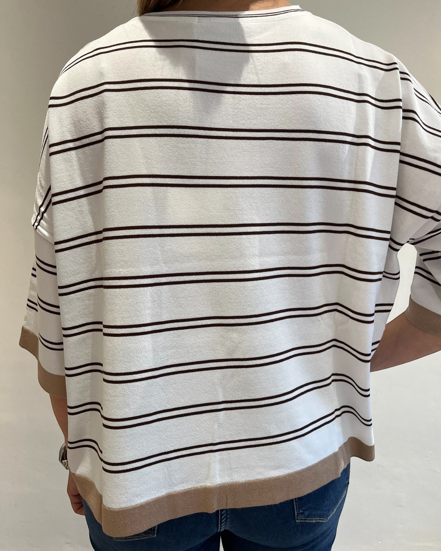 Maglia girocollo manica corta righe con bordo lurex art. DS6431 SHEIS