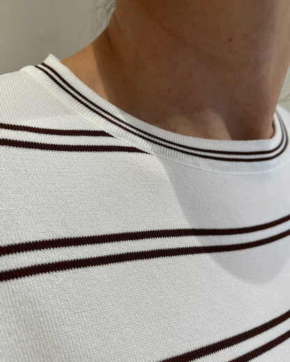 Maglia girocollo manica corta righe con bordo lurex art. DS6431 SHEIS