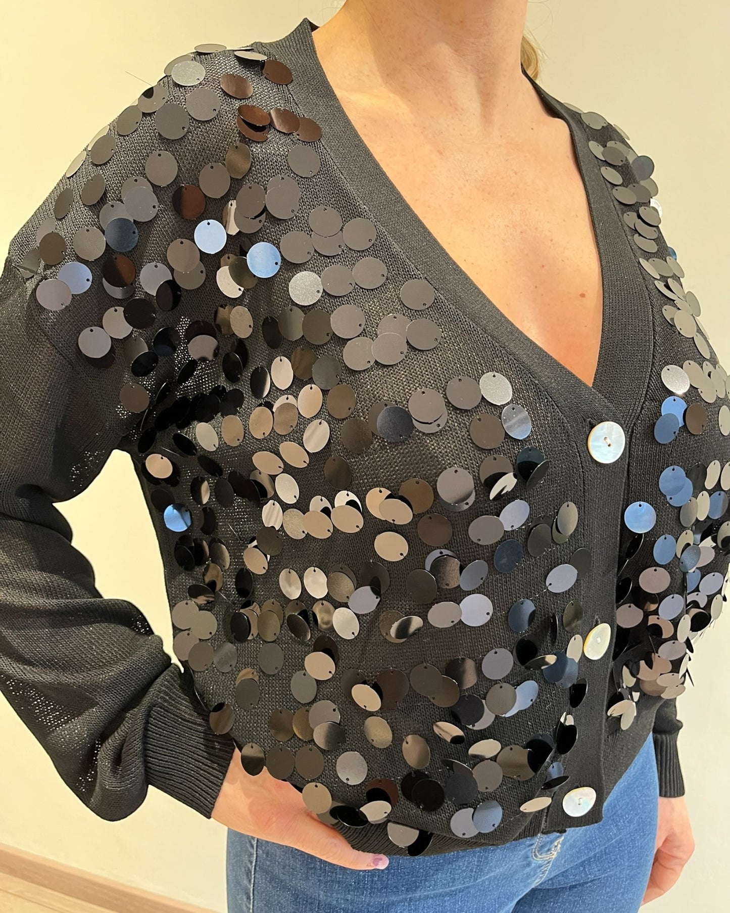 Cardigan con paillettes art. DS6256 SHEIS