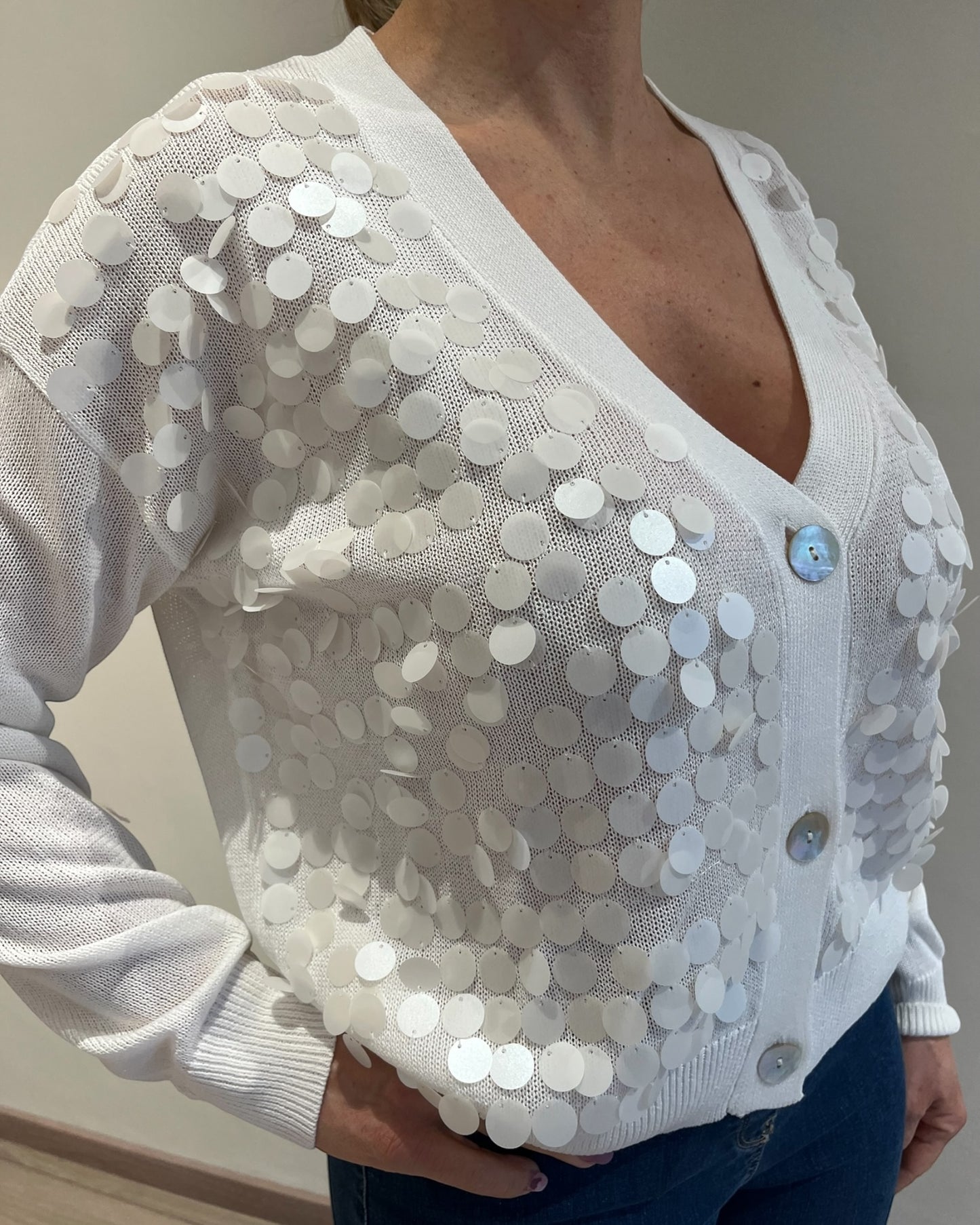 Cardigan con paillettes art. DS6256 SHEIS