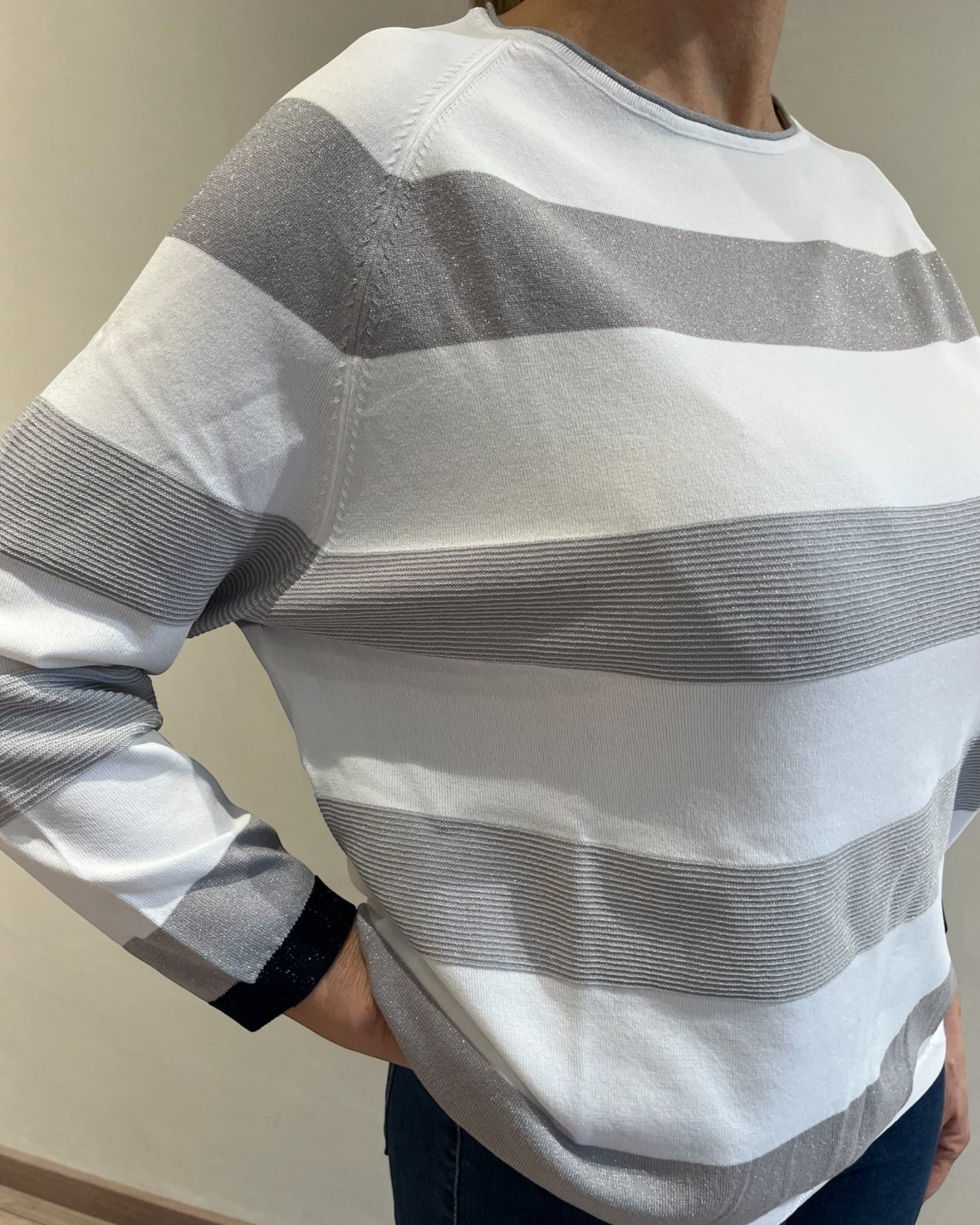 Maglia girocollo rigata lurex art. DS6421 SHEIS