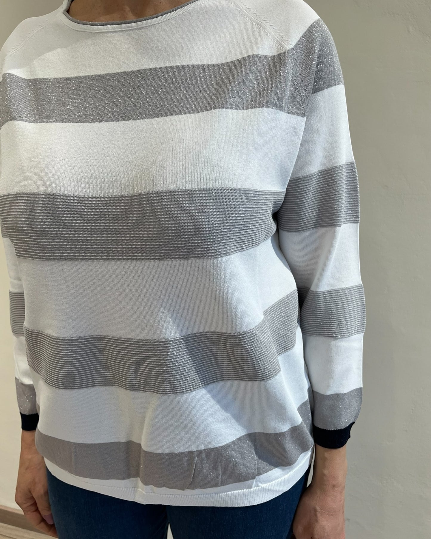 Maglia girocollo rigata lurex art. DS6421 SHEIS