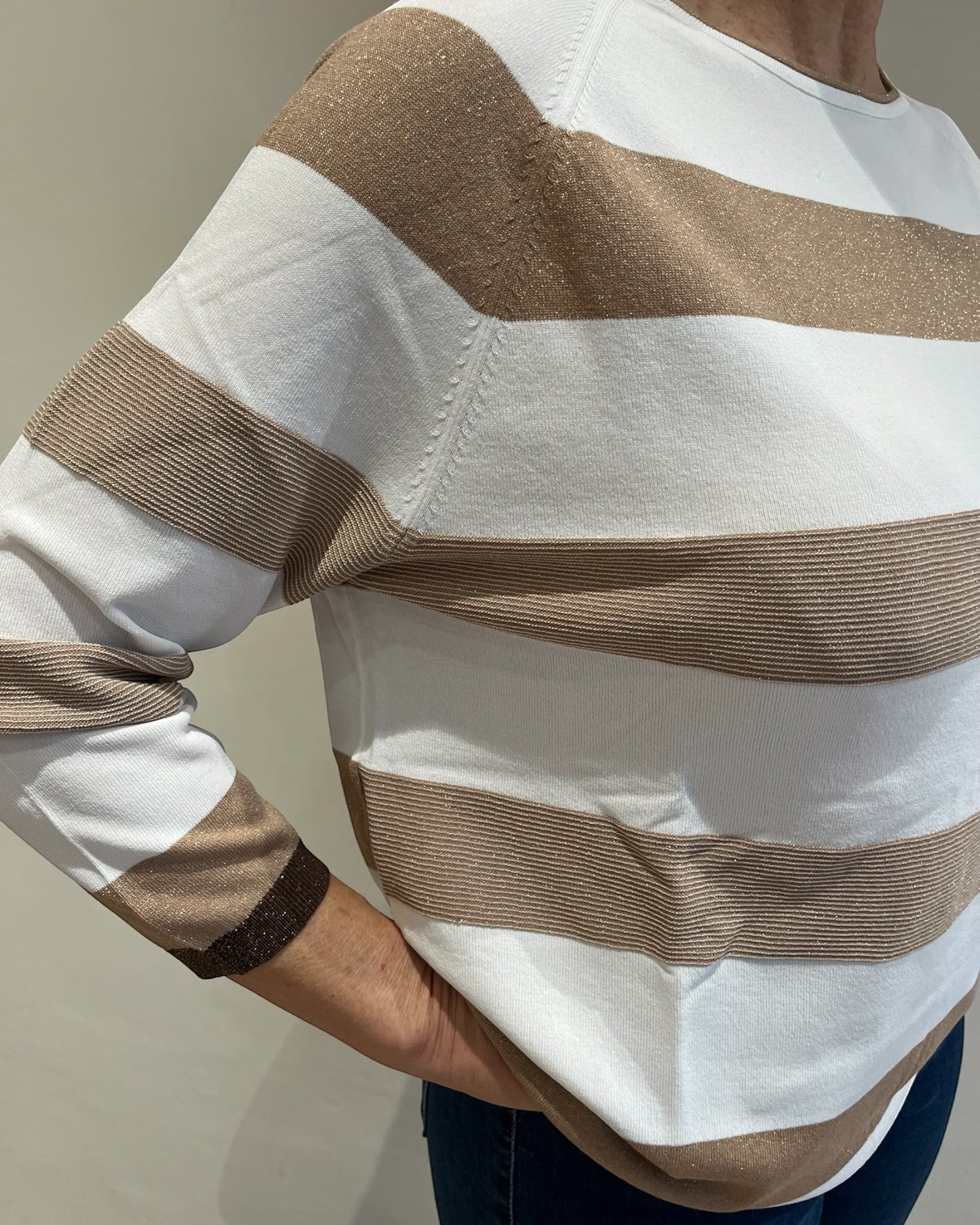 Maglia girocollo rigata lurex art. DS6421 SHEIS