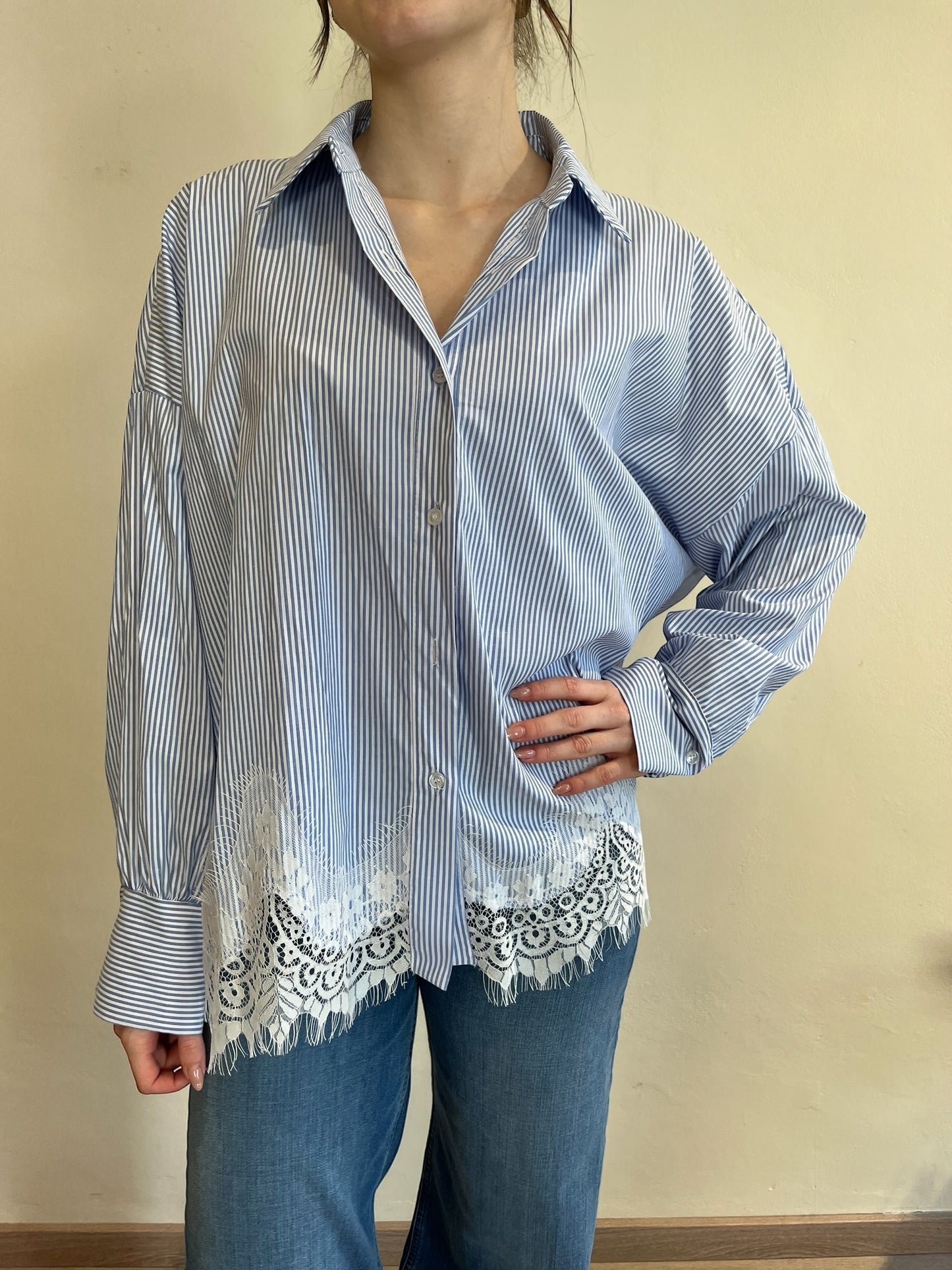 Camicia righe con pizzo art. 19111/2 CHEAP&CHIC