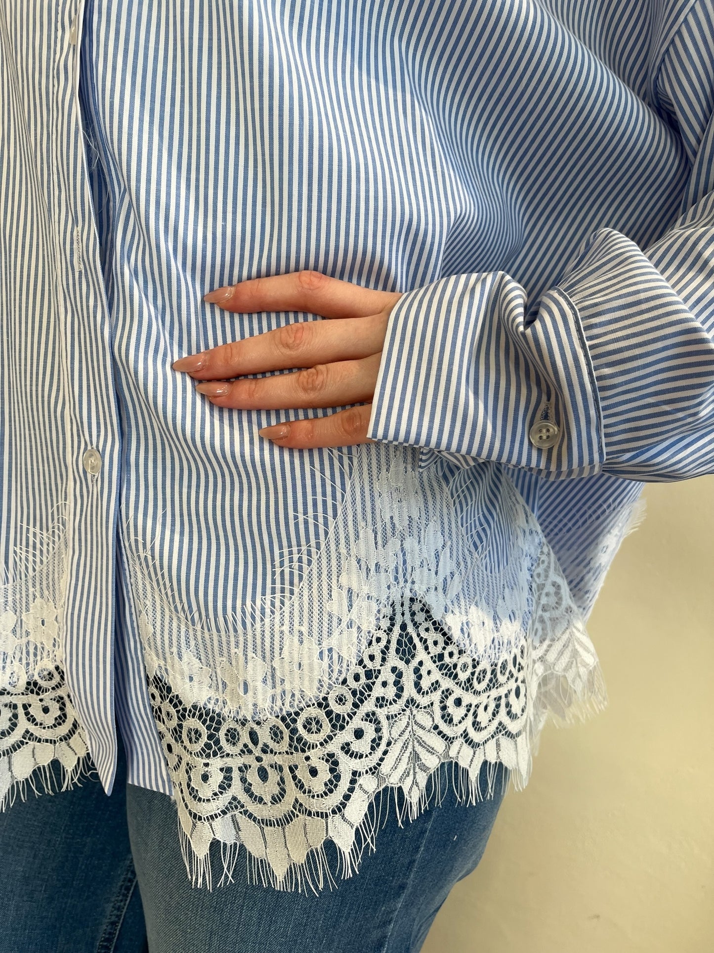 Camicia righe con pizzo art. 19111/2 CHEAP&CHIC