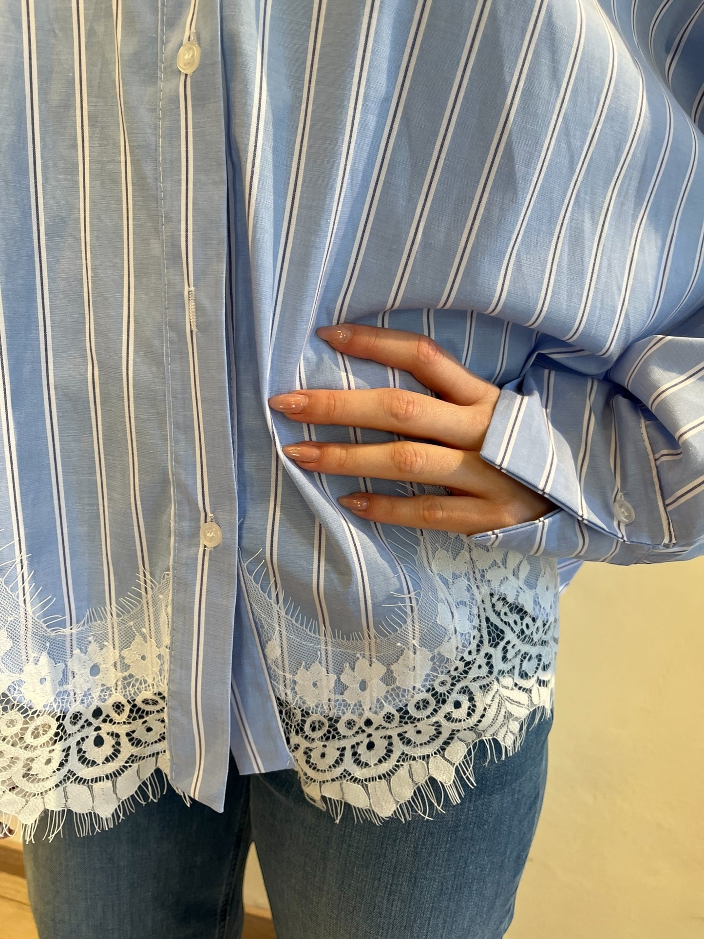 Camicia righe con pizzo art. 19111/2 CHEAP&CHIC