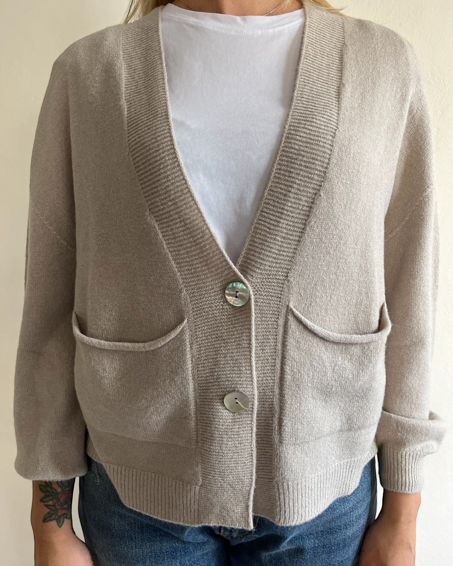 Cardigan crop con tasche art. 57058 CHEAP&CHIC