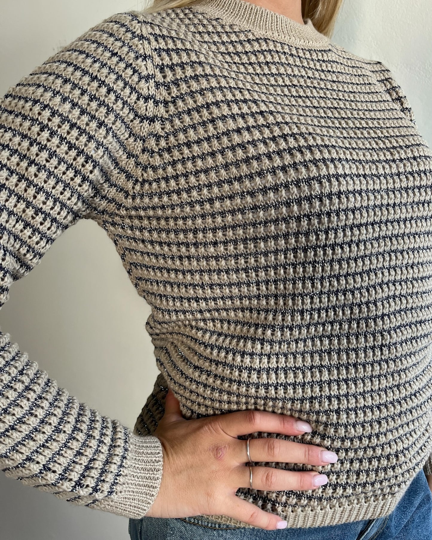 Maglia girocollo traforata con lurex art. 54024 AMARYNTH