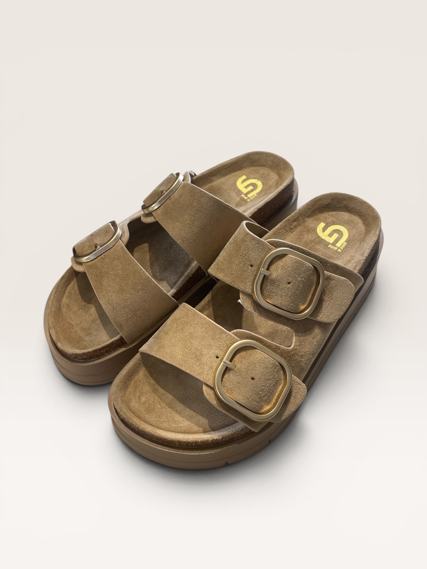 Ciabatta platform con fasce effetto suede art.GW412 GOLD&GOLD