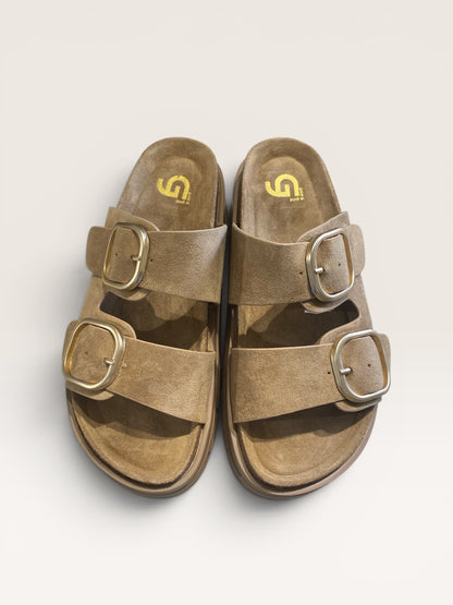 Ciabatta platform con fasce effetto suede art.GW412 GOLD&GOLD