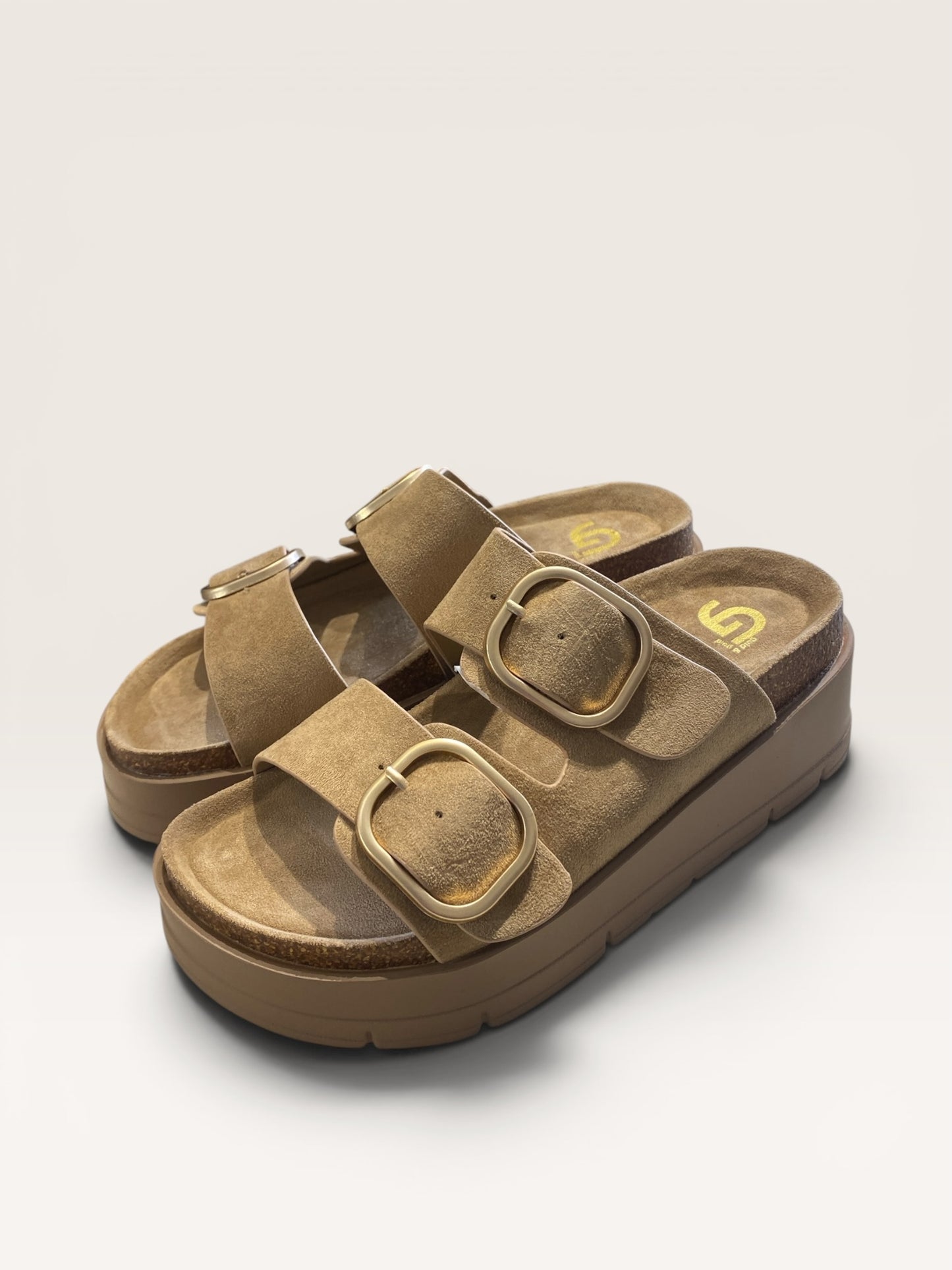 Ciabatta platform con fasce effetto suede art.GW412 GOLD&GOLD