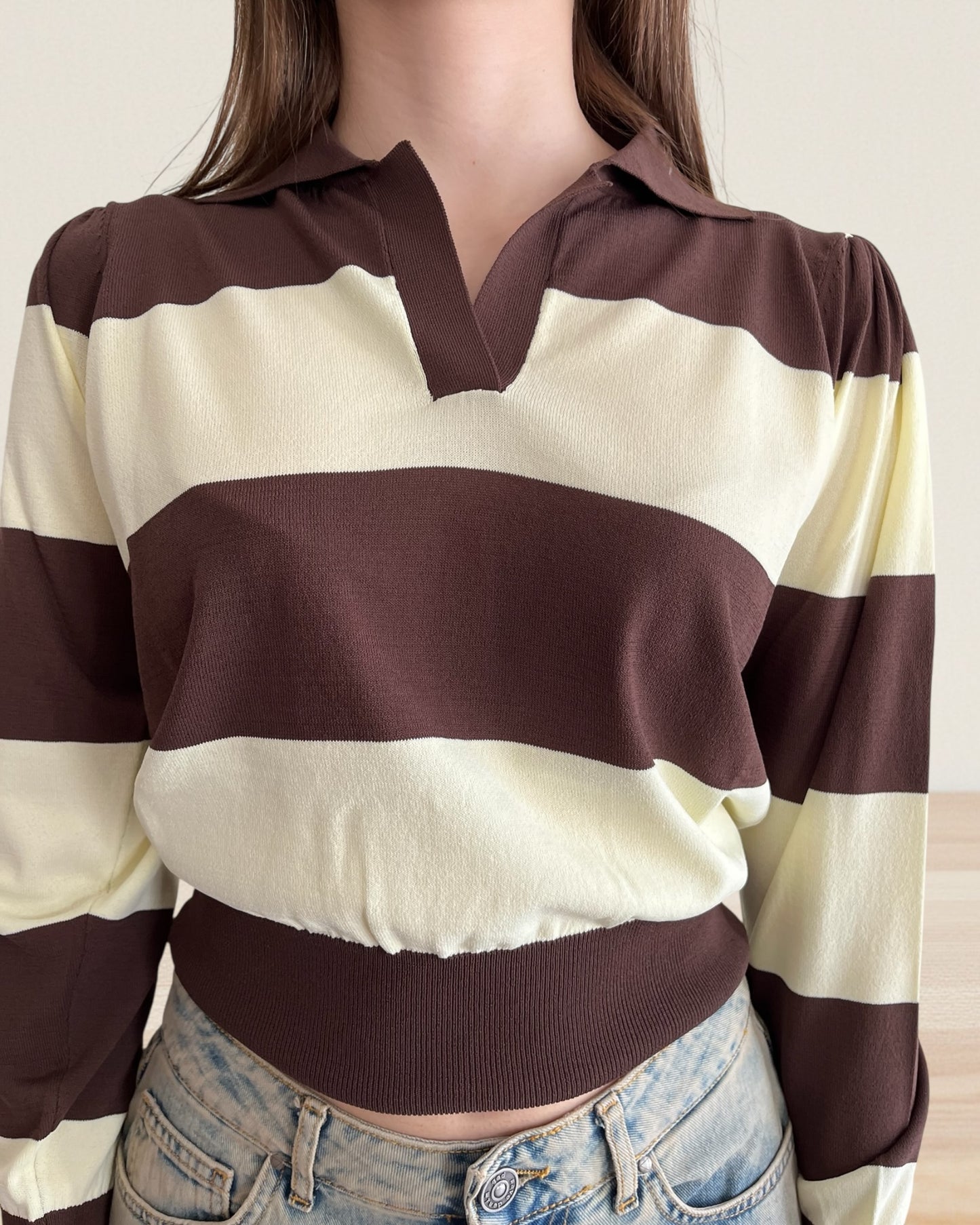 Polo righe con manica arricciata art. 2AB2079 VICOLO