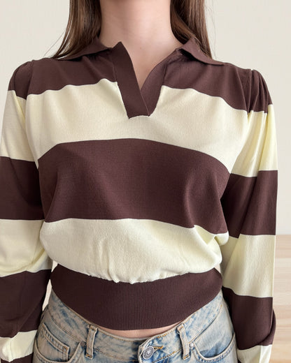 Polo righe con manica arricciata art. 2AB2079 VICOLO