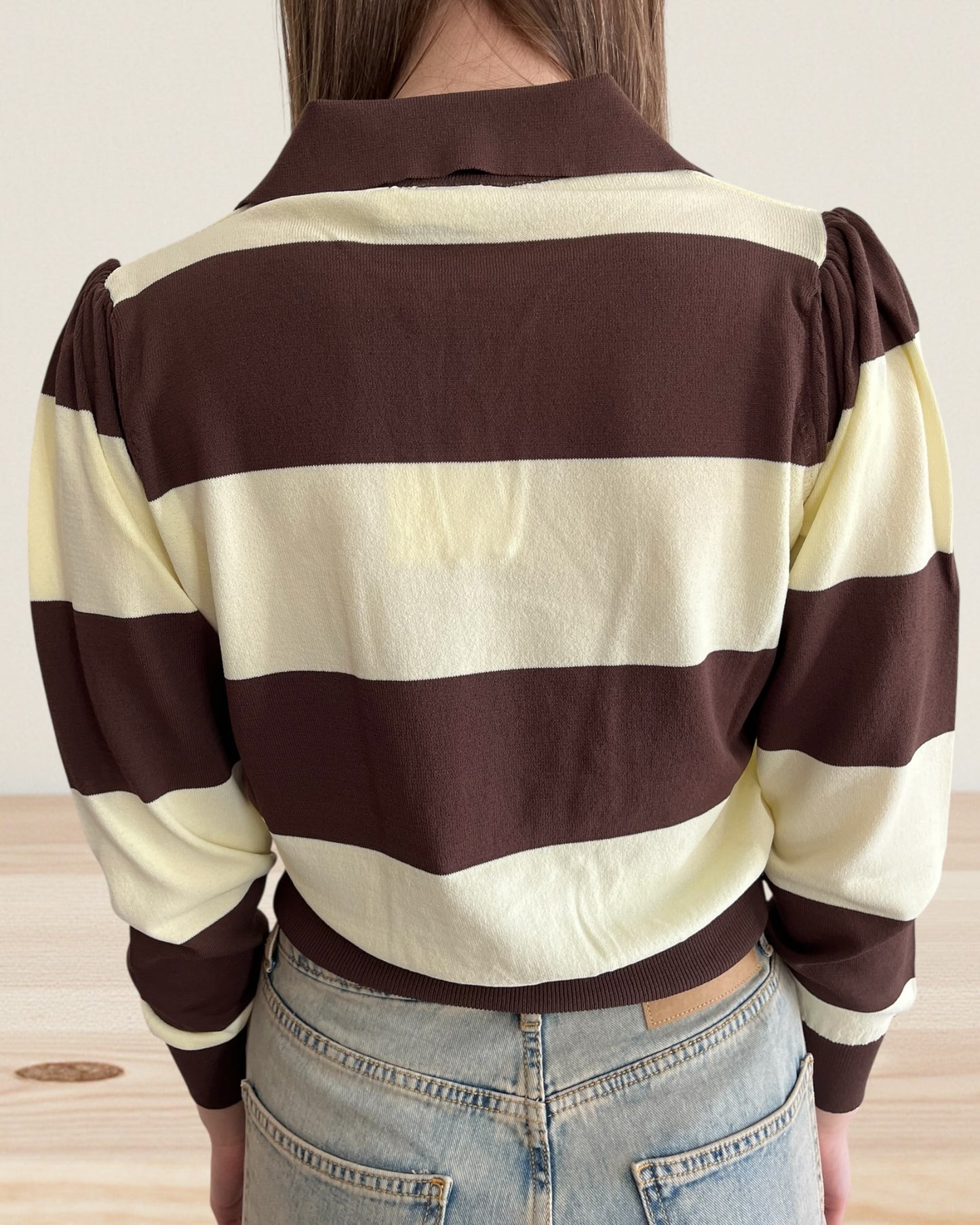 Polo righe con manica arricciata art. 2AB2079 VICOLO