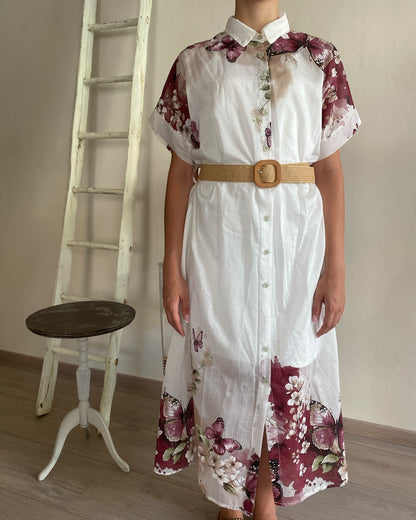 Chemisier in fantasia con cintura in rafia art. 7354 CHEAP&CHIC