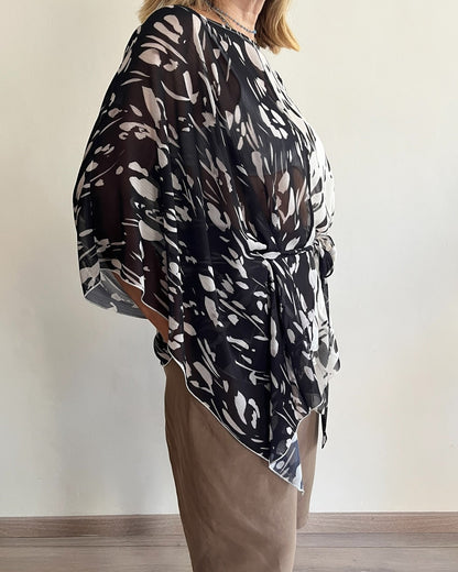 Blusa in fantasia nera art. LB24P1510 LAURA BIAGIOTTI