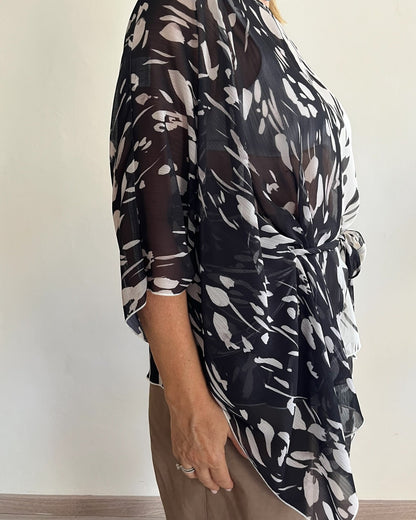 Blusa in fantasia nera art. LB24P1510 LAURA BIAGIOTTI