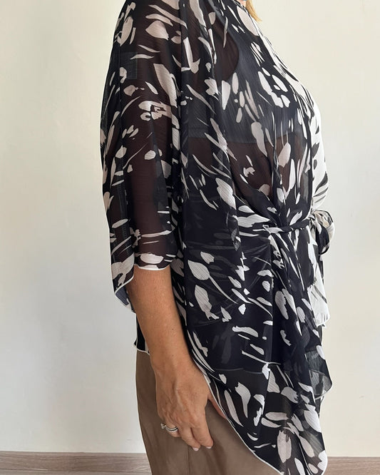 Blusa in fantasia nera art. LB24P1510 LAURA BIAGIOTTI