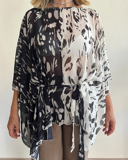 Blusa in fantasia nera art. LB24P1510 LAURA BIAGIOTTI