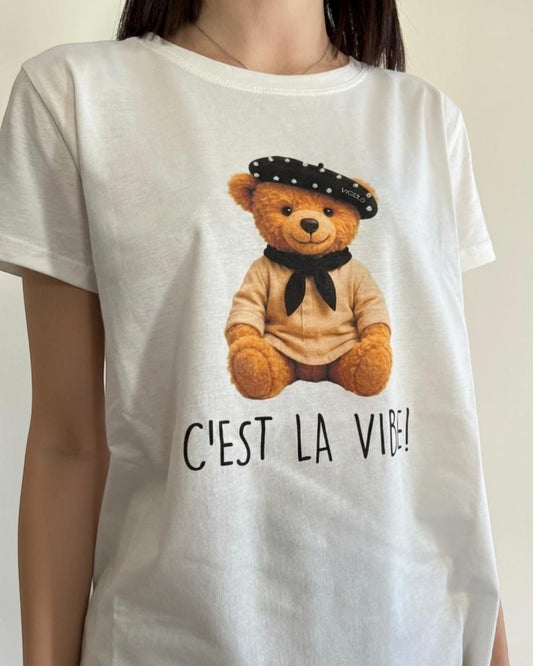T-shirt orsetto “ c’est la vibe!” art. RF0598 VICOLO