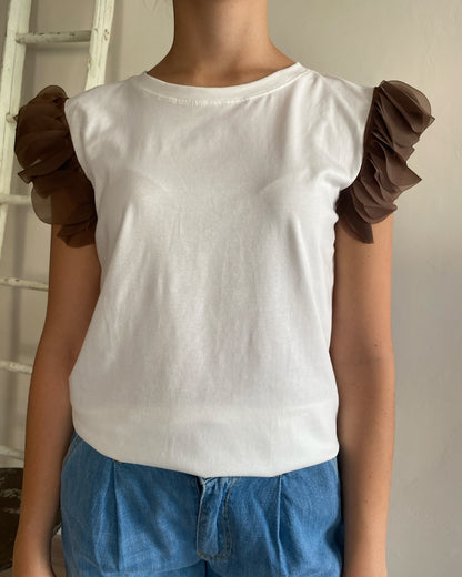T-shirt con petali su manica art. 6581 CHEAP&CHIC