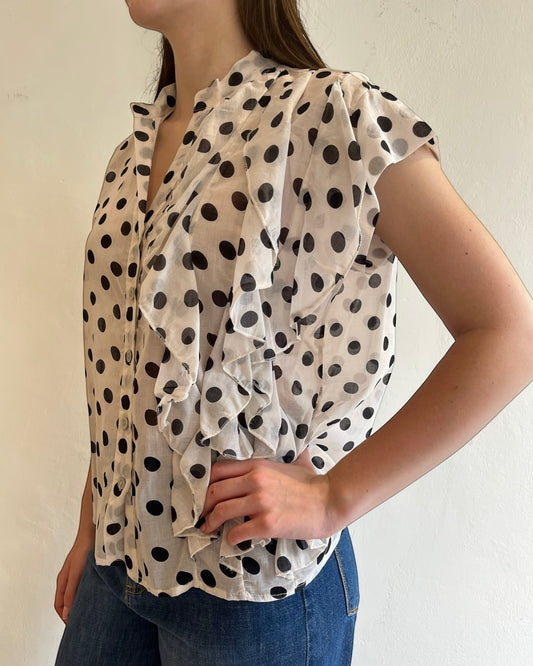 Camicia a manica corta con maxi pois e rouches art. 82417 CHEAP&CHIC