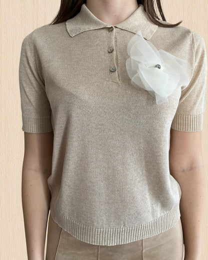 Polo lurex manica corta con spilla art. D90008PE26CAMP TENSIONE IN
