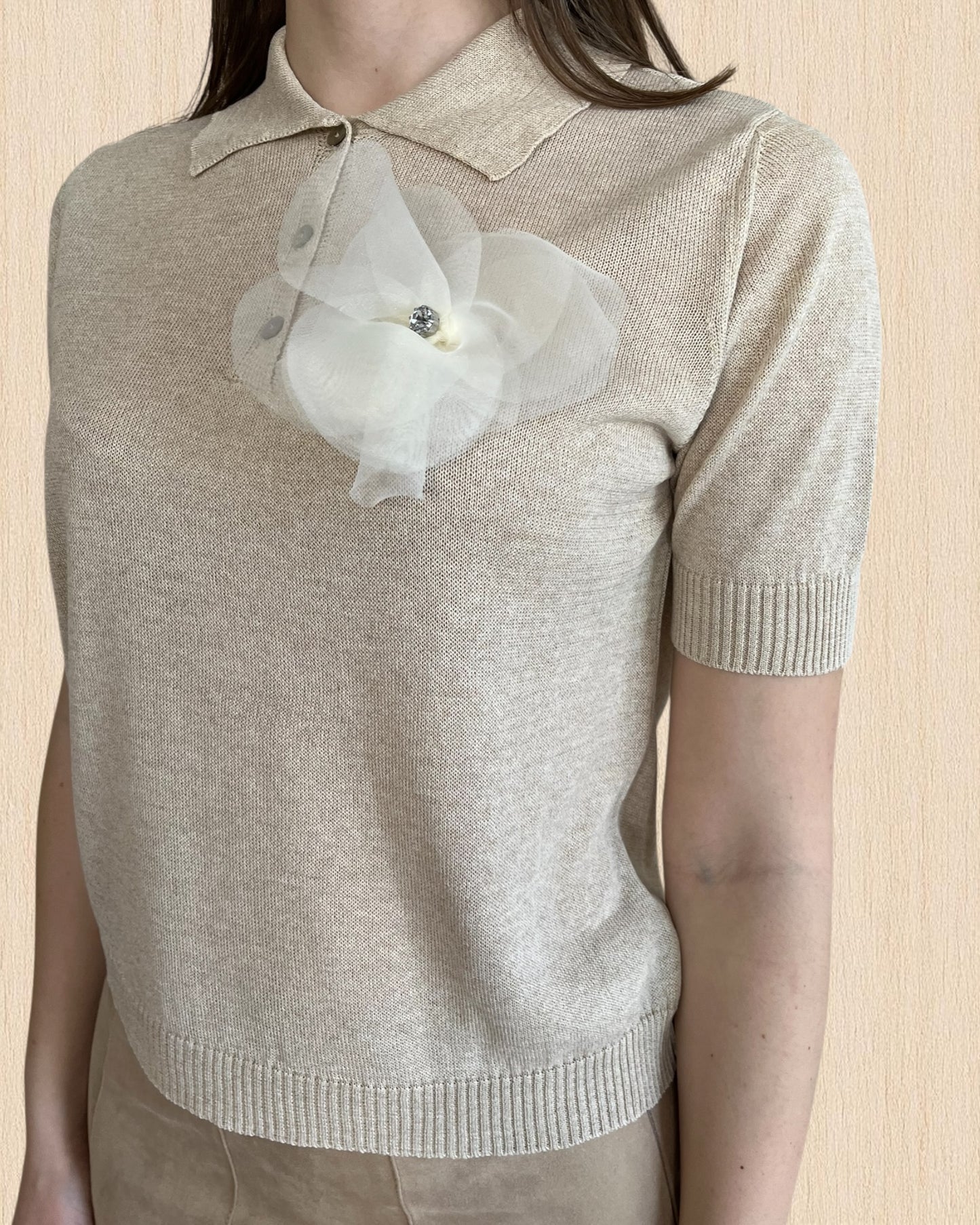 Polo lurex manica corta con spilla art. D90008PE26CAMP TENSIONE IN