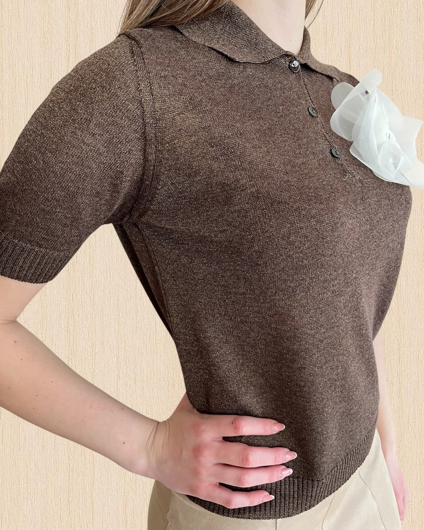 Polo lurex manica corta con spilla art. D90008PE26CAMP TENSIONE IN