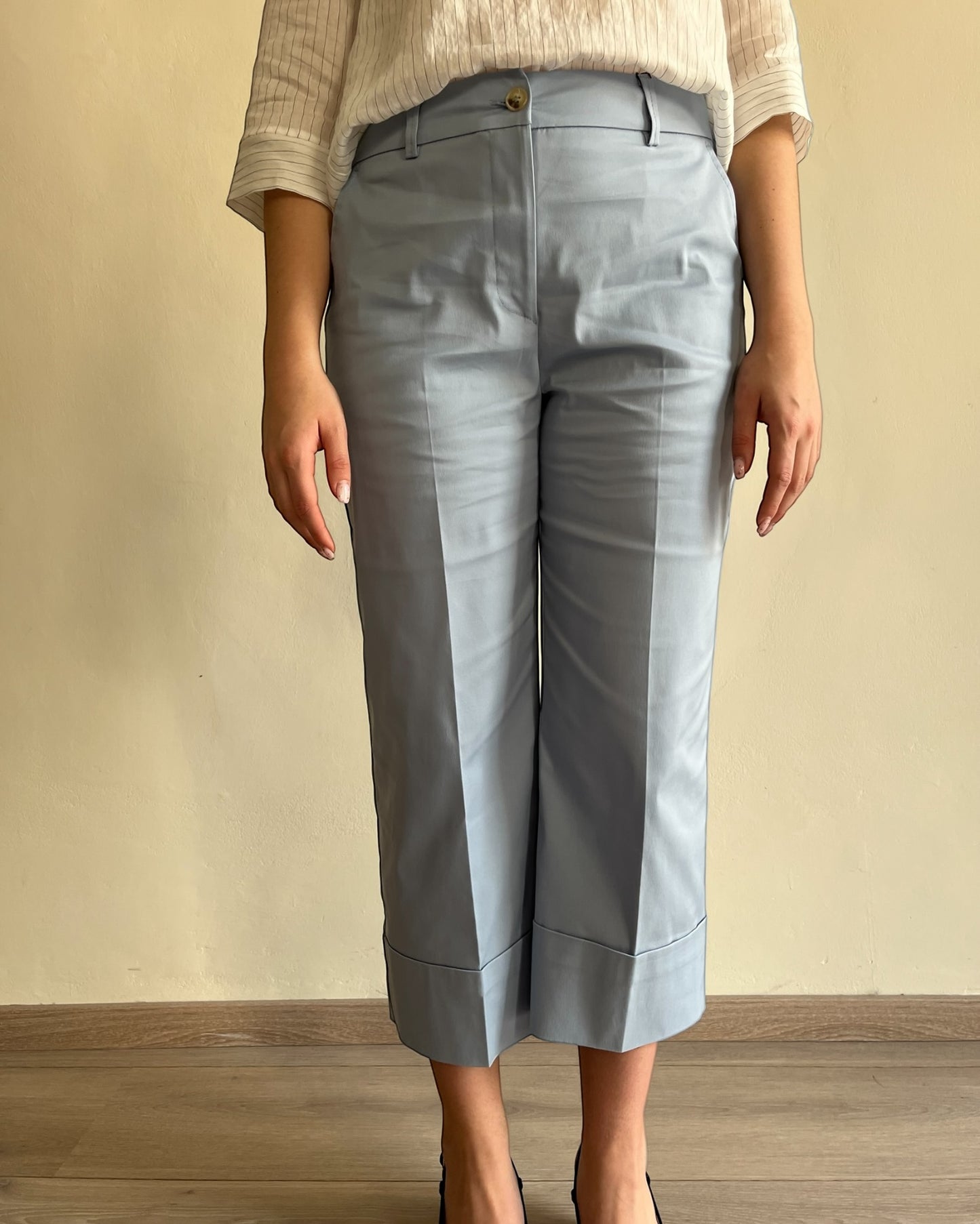Pantalone cropped in cotone con risvolto art. L15XBF NOEMI Lola by Sandro FERRONE