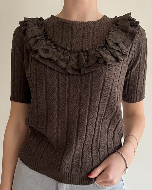 Maglia pizzo e volant art. 22077D VICOLO