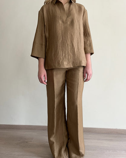 Blusa in misto lino over con scollo a polo art. L15XBF MUSA Lola by Sandro FERRONE