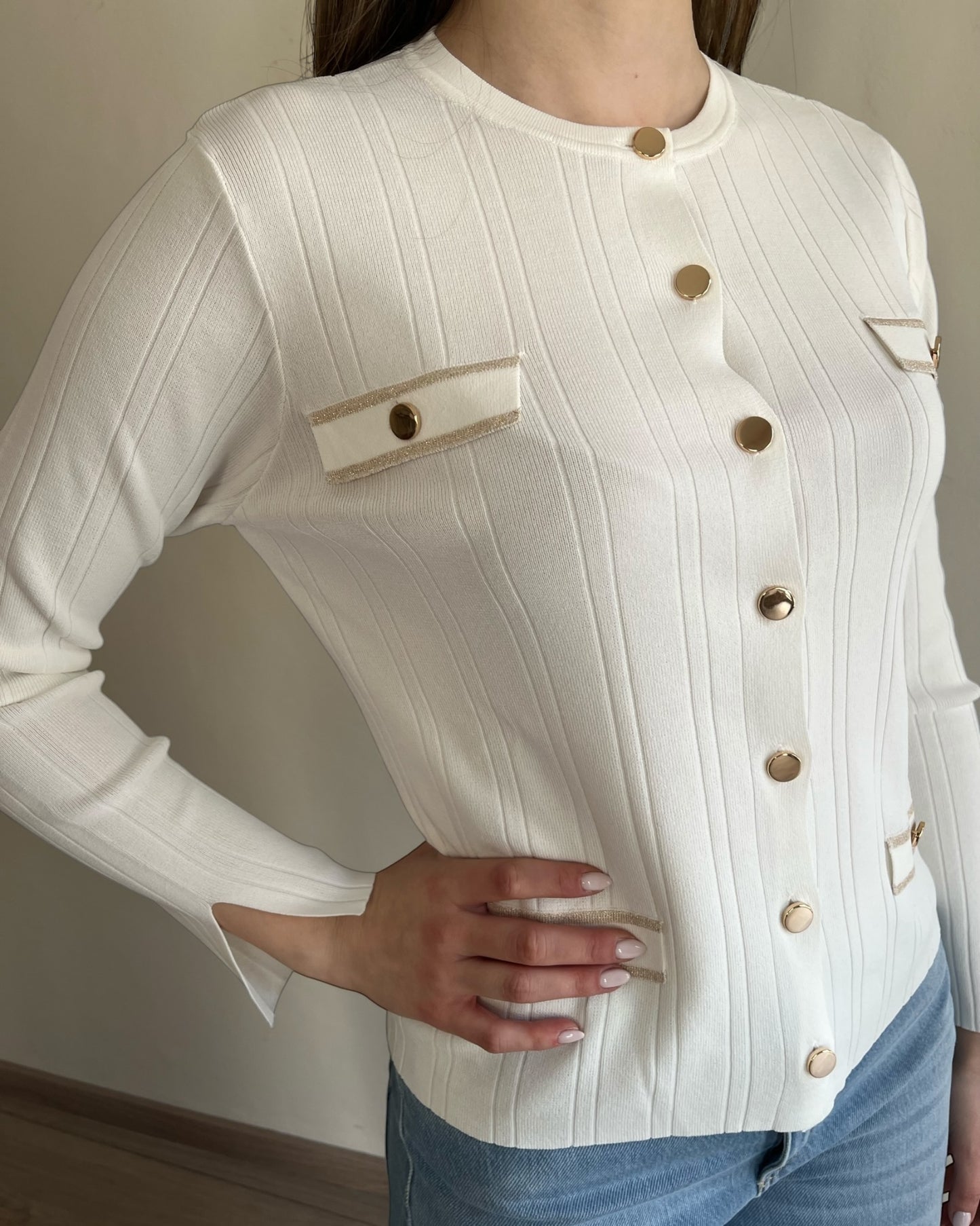 Cardigan con bottoni oro art. 526054 D.M.G.