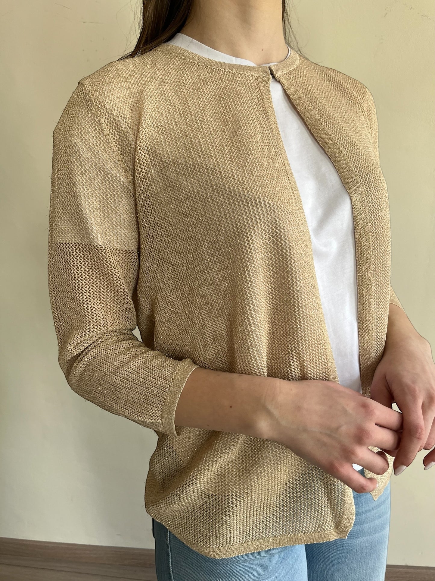 Cardigan traforato lurex art.MA149090 CLARIN SHAVIEN